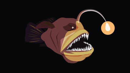 Deep-sea fish, Footballfish, Himantolophus groenlandicus, Glowing light fish.eps