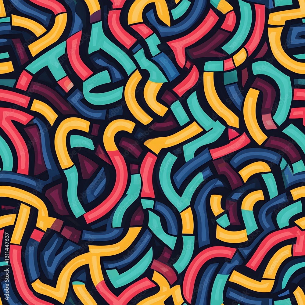 Poster abstract colorful intertwined lines pattern