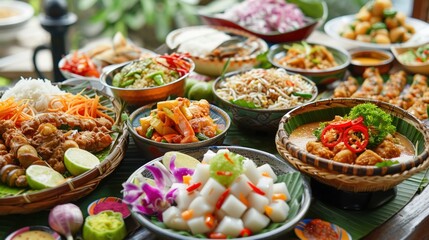 Authentic Thai food feast Songkran special dishes