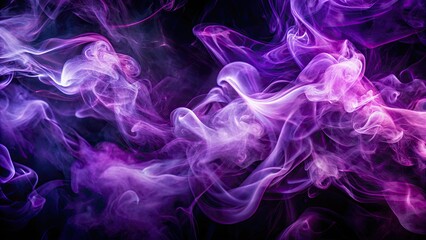 Fototapeta premium High-resolution AI art: panoramic purple haze, a digital painting of abstract smoke on a black backdrop.
