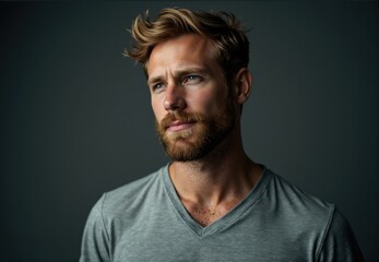 Obraz premium Portrait of Man with Reddish-Blonde Hair and Beard