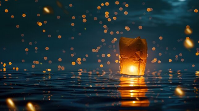 Songkran full moon night lantern release