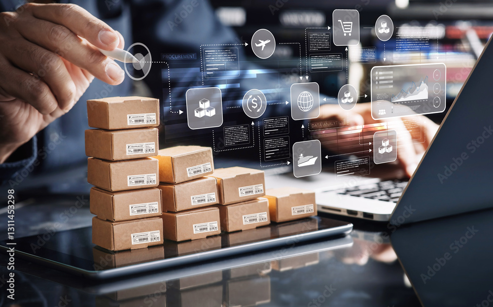 Leinwandbilder optimization of procurement or purchasing product order and service solution.crm customer relationsh