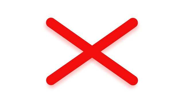 red cross mark animation.Red cross mark symbol animation.cross icon animation.Wrong marker, Neon glowing cross mark, x symbol.no icon animation Wrong symbol animation. green cross sign on the alpha