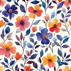Delightful floral pattern showcasing a variety of colorful blossoms and artistic designs Seamless Texture