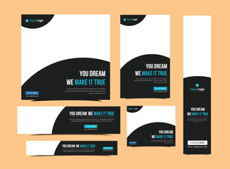 Set of promotion kit banner template design with modern and minimalist concept user for web page, ads, annual report, banner, background, backdrop, flyer, brochure, card, poster, presentation layout