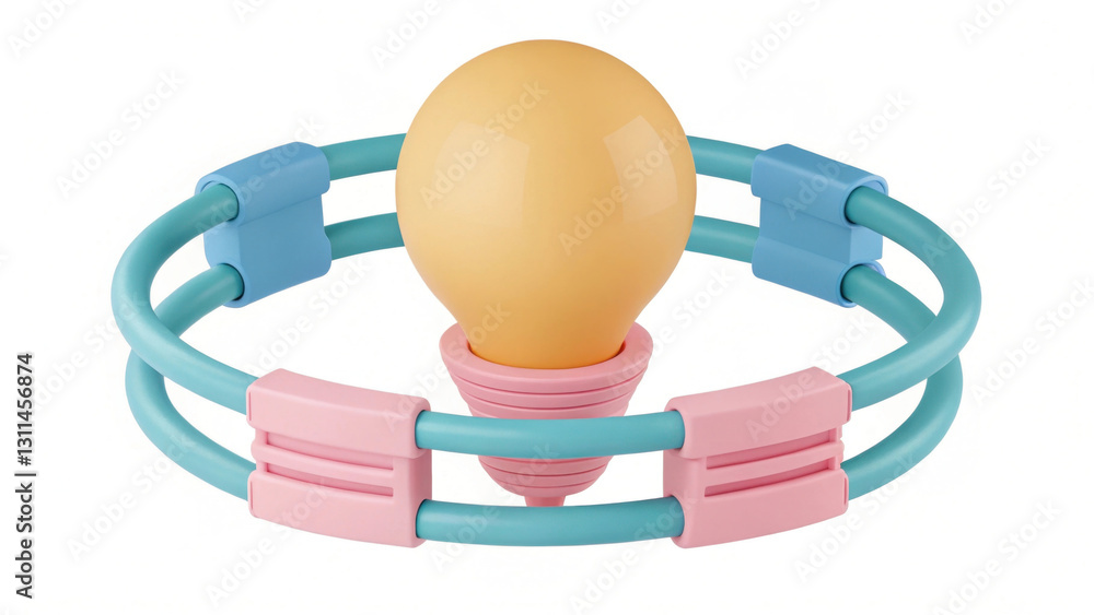 Aufkleber glowing lightbulb is wrapped with colorful network cables, creating vibrant and innovative design. c