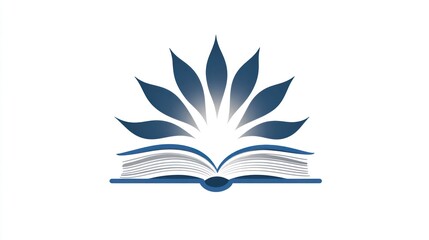 Open book logo, spiritual knowledge, enlightenment, educational resource, graphic design, symbol, academic illustration, for print design use