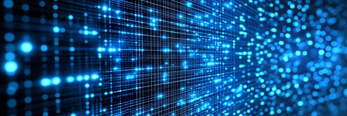 Luminous Blue Digital Data Network With Glowing Dots, Connectivity And Technology Theme Background