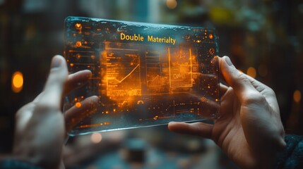 Transparent Digital Screen Displaying Financial Analytics