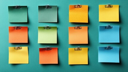 Colorful Sticky Notes on Teal Background