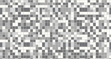 Seamless geometric pattern of black and white squares creating a mosaic texture