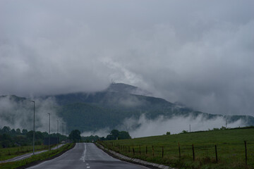Hills of Maramures County in fog