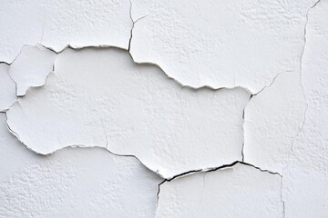 Obraz premium Cracked white wall texture with peeling paint and visible imperfections