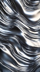 Obraz premium Silver background, silver waves, liquid metal, metallic, smooth curves, fluid lines, high resolution, hyperrealistic, ultra-detailed.