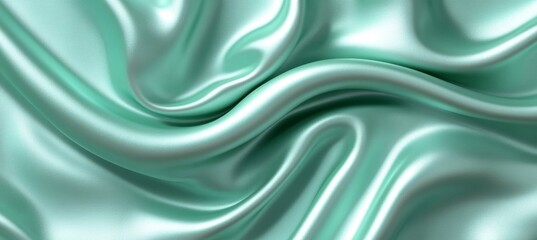 Fototapeta premium Delicate Mint Green Satin Background With Waves, Ideal For Text And Minimalist Designs