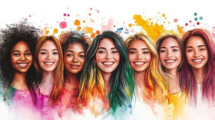 Women from various ethnicities, each expressing joy and warmth