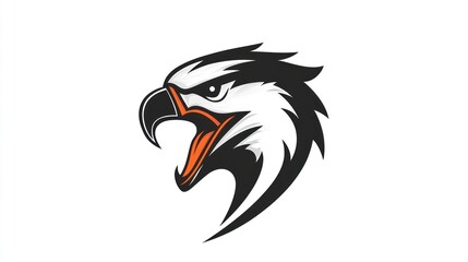 Obraz premium Eagle head profile, aggressive pose, graphic design, stock photo