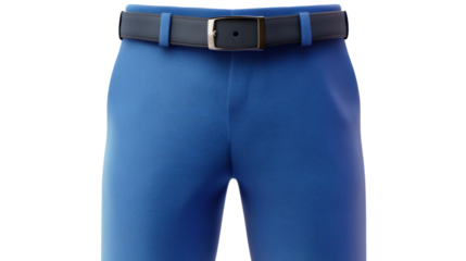 blue jeans with belt isolated on white background