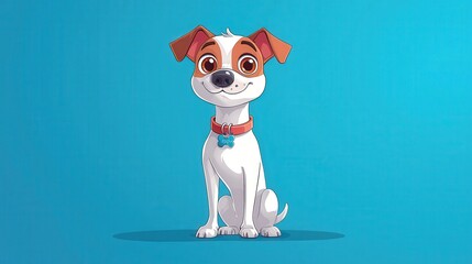Fototapeta premium Adorable cartoon Jack Russell terrier puppy sitting.