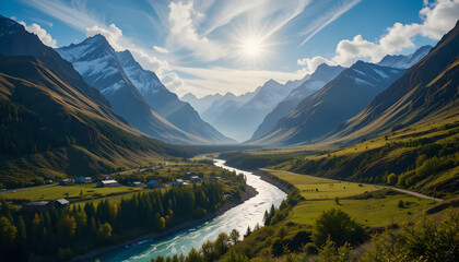 Stunning Mountain River Valley Landscape