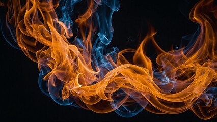 Fototapeta premium Abstract fire design on a black background, showcasing vibrant flames and dramatic contrast