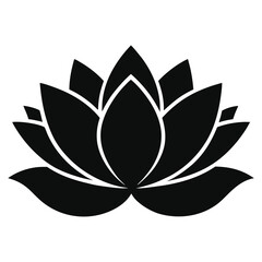 lotus flower silhouette vector icon with white background