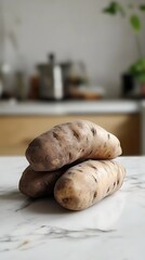 Potatoes on kitchen counter