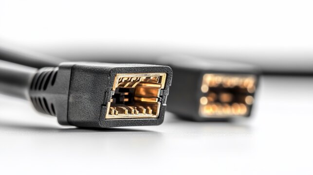 Close-up of Black Audio Cables on White Background