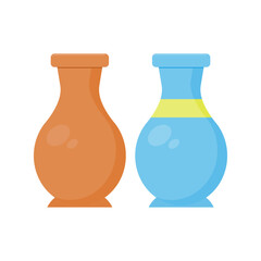 decorative ceramic jars. clay jars. room decoration. vector illustration