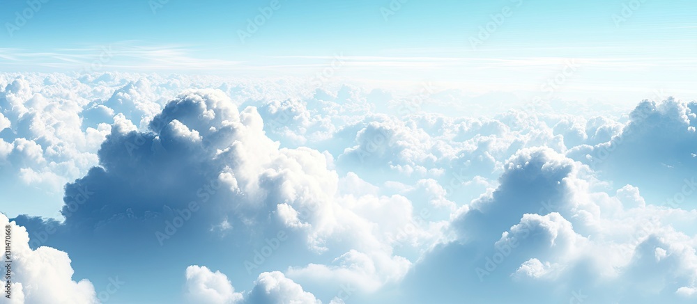 Poster softly focused white clouds against a blue sky backdrop featuring ample copyspace for text usage wit