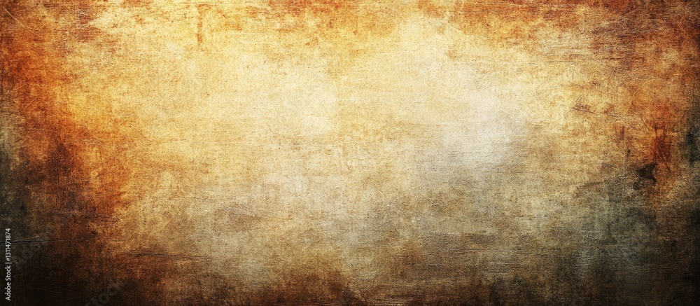 Poster rustic vintage grunge texture with warm orange and brown tones at the edges, faded cream center for 