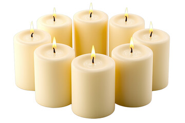 A serene arrangement of lit candles for relaxation and ambiance.