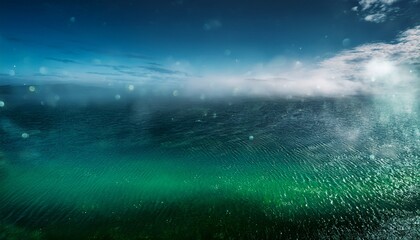 Abstract background. Rich Green Navy Silver Mist BG. Sophisticated atmospheric background. Deep green to dark navy gradient, metallic silver hints & gentle mist.