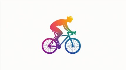 Obraz premium Woman cycling, vibrant silhouette, abstract, sport, exercise, healthy lifestyle, vector graphic, minimalist illustration