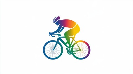 Fototapeta premium Colorful cyclist silhouette, racing