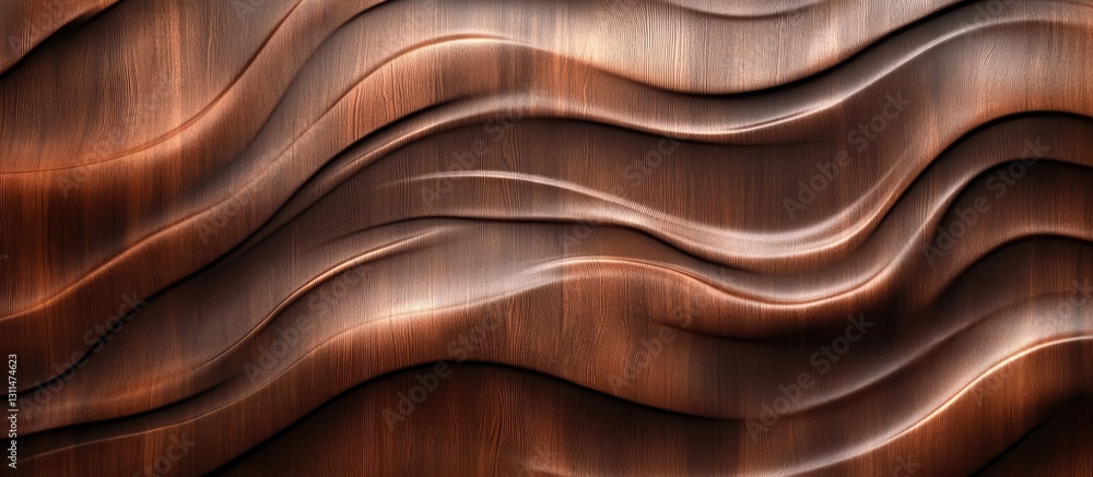 Aufkleber Textured abstract backdrop featuring flowing brown wood patterns with warm bronze accents, creating depth and waves across the surface.