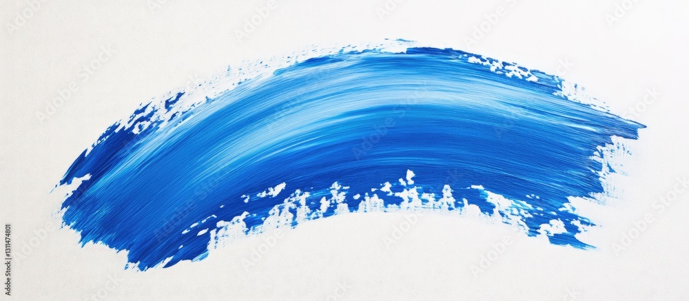Poster vivid blue acrylic brushstroke with textured edges on a pristine white canvas showcasing dynamic mov