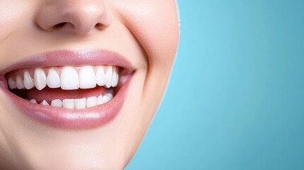 Obraz premium Smiling woman close-up studio portrait bright positive vibe