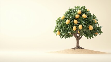 Tree with ripe oranges growing on branches in a natural outdoor setting under clear blue sky