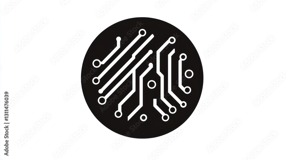 Poster circuit board design, technology icon, vector graphic, abstract art, for use in web design or app in
