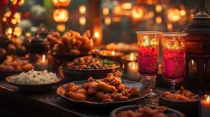  Festive Table with Colorful Dishes