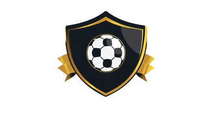 Obraz premium Soccer shield emblem, gold accents, simple design, for sports branding use