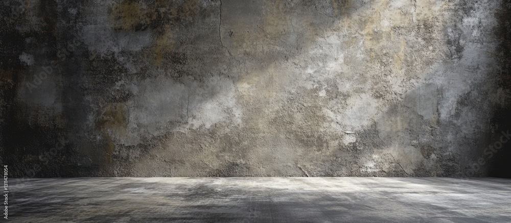 Poster aged concrete wall texture with shades of gray and subtle light reflection from the left creating an