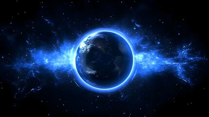 Obraz premium Blue Earth Galaxy Cosmic Illustration Background Space Illustration