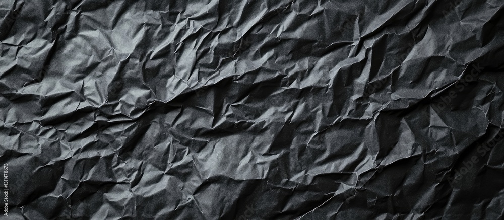 Leinwandbilder crumpled black paper texture background with deep wrinkles and a matte finish creating a dramatic gr