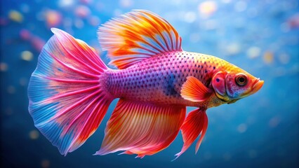 Fototapeta premium Vibrant Aquatic Creature with Multicolored Fins and Scales, Swimming Gracefully in a Serene Underwater Environment