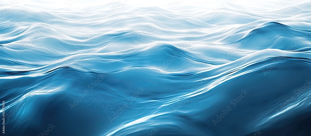 Poster blue water waves create a tranquil abstract background with smooth flowing ripples in various shades