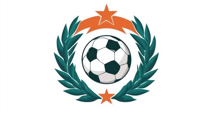 Soccer emblem, laurel wreath, stars, sports logo, for print or web use