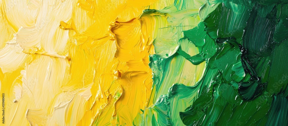 Aufkleber yellow and green abstract acrylic paint texture with bold brush strokes creating a vibrant backdrop 